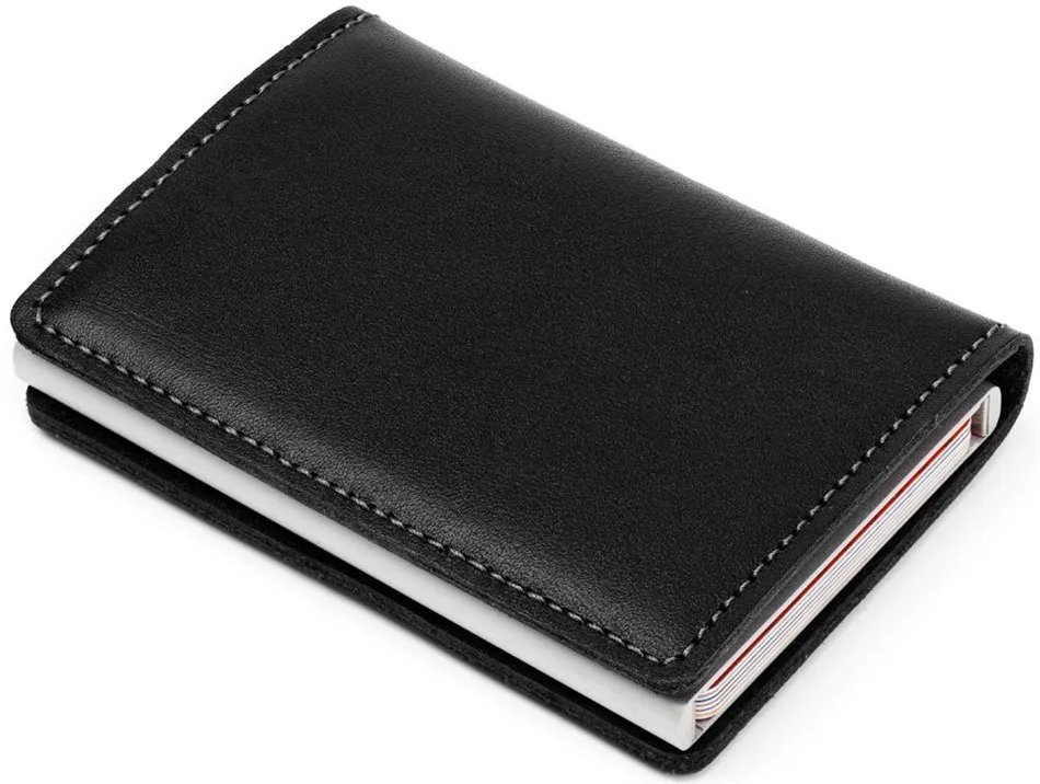 Uniego 2019 Алюминий ID держатель для карт коробка из натуральной кожи RFID Бумажник