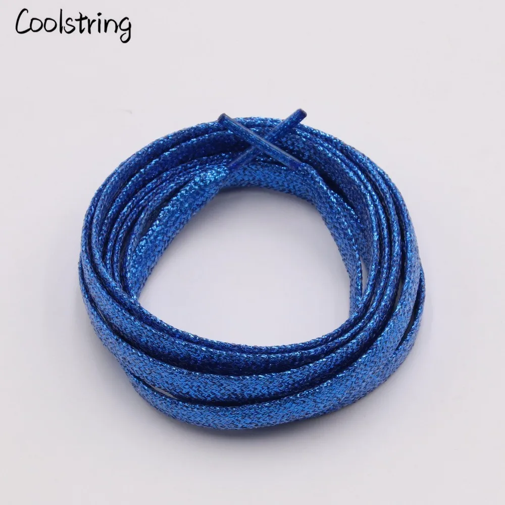Coolstring Прохладный плоские блестящие шнурки Блестящие модные блестящие шнурки Рождество цвета Chic мерцающий 7 мм металлик
