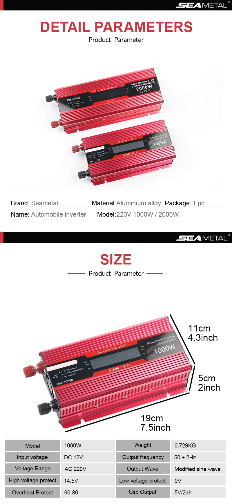 2000 Вт автомобильный инвертор 12v 220v Мощность Напряжение usb-камера с флеш-картой памяти светодиодный Дисплей инверторы DC12 для AC220 Запчасти для дизельных двигателей Зарядное устройство переходник для солнечных батарей Kit