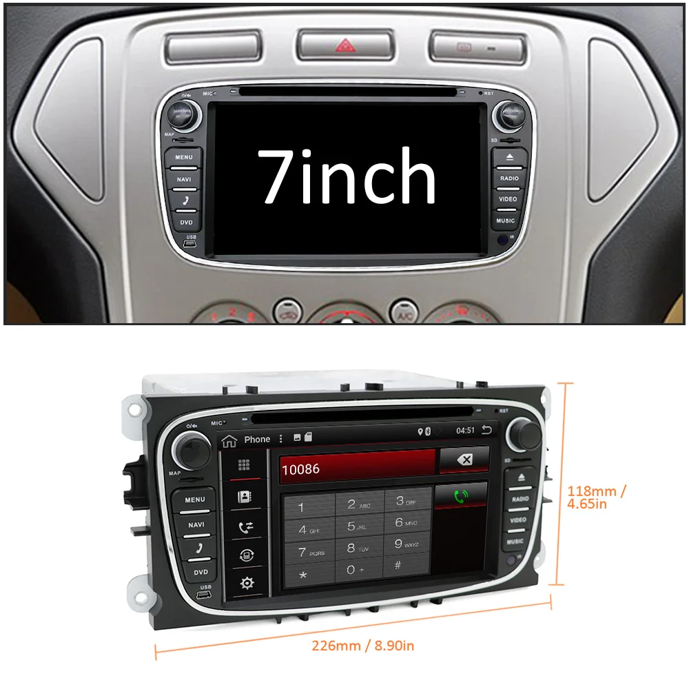 Eunavi 2 din 7 дюймов Android 8 1 Восьмиядерный автомобильный DVD gps плеер Navi для Ford Focus Mondeo Galaxy