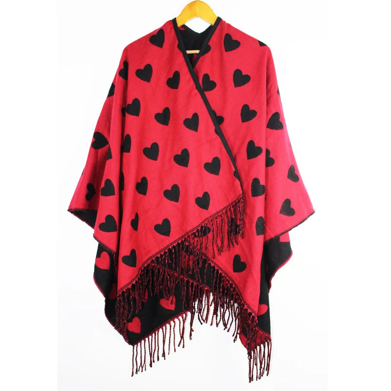 Женская шаль с кисточками и принтом двойной кашемировый длинный шарф из пашмины