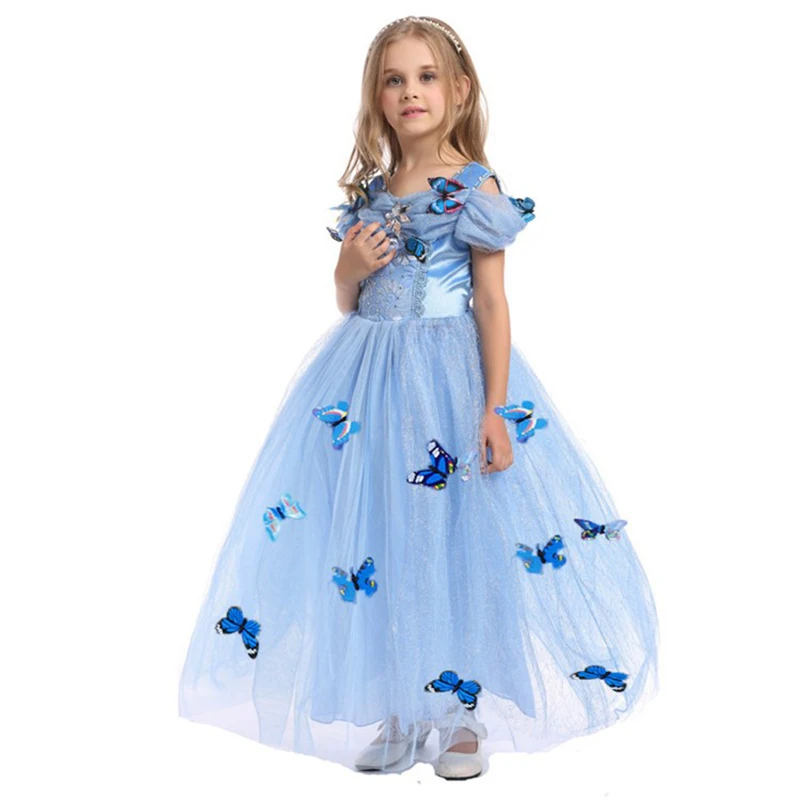 

Girl Princess Dress up Costume Aurora Cendrillon Belle Jasmine Sleeping Beauty Dresses Child Kids Party Halloween Fancy Frock