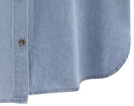 Женские джинсовые блузки размера плюс XXXXXL, 5XL-XL,, женские блузы, джинсы, уличный стиль, джинсовая рубашка с карманами, Vetement Femme T64601R