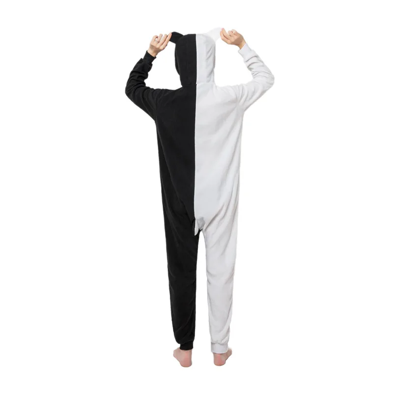 кигуруми Черный Белый Медведь животных Onesie Danganronpa Monokuma пижамы для женщин