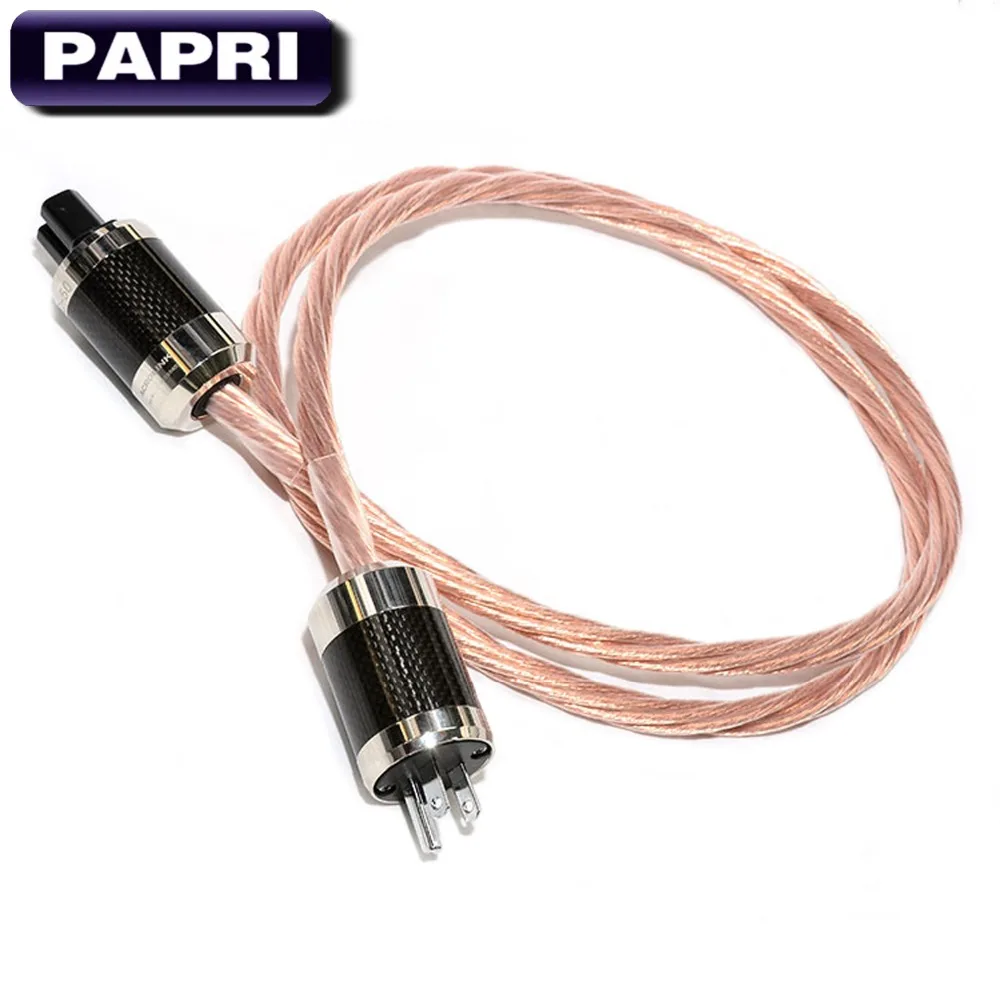 

PAPRI AC-6660CU AC Power Cord Cable OCC Speaker Amplifier Line US Adapter Plugs Connector For DVD CD Player HiFi