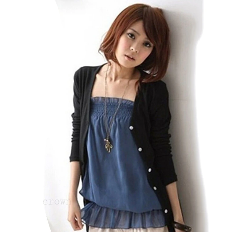 Spring Long Sleeve Cute Simple Sweater Cardigan Female Women Jacket Girl College Style Candy Color |