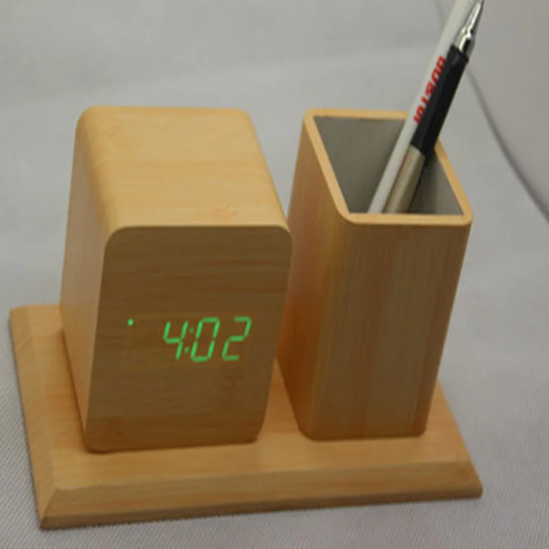 Digital Desk Clocks Luminous Multifunction Clock LED Calendar Large Display Wooden Table Alarm Glowing | Дом и сад