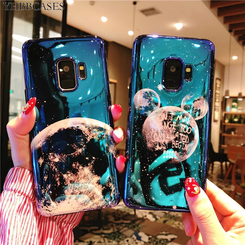 Мягкий чехол YHBBCASES для Samsung S10 Plus мультяшная мышь уши планеты луна Galaxy S8 S9 Note 8