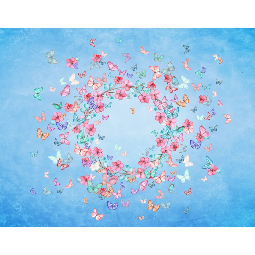 

Custom Newborn Birthday Vinyl Photography Background Colorful Garland Butterfly Dream Children Backdrops for Photo Studio S-2753