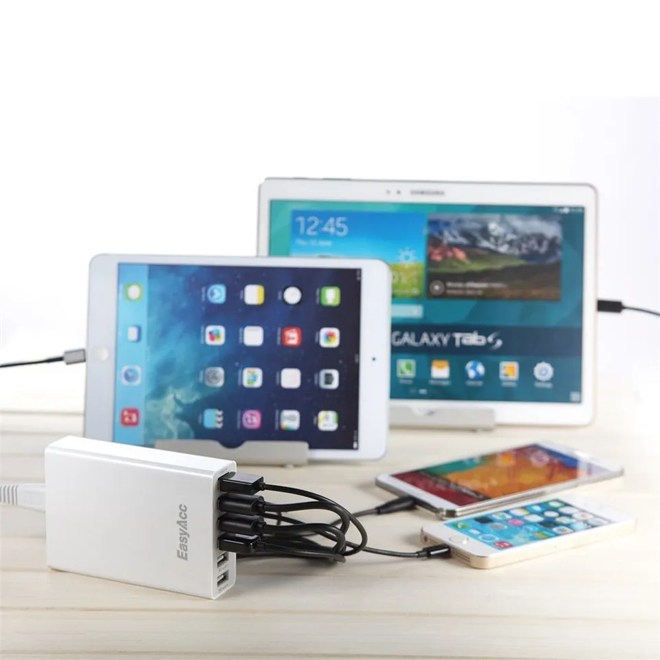 EasyAcc 50 Вт 5В 10А 6-портовое USB настольное зарядное устройство портативное для