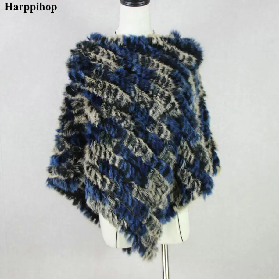 Женское зимнее пончо из натурального кроличьего меха новинка 2017 модная вязаная