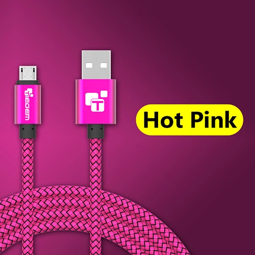 Hot Pink Micro USB кабель 2А 1 м Быстрая зарядка нейлон USB синхронизация данных мобильный телефон Android адаптер зарядное устройство кабель для samsung sony htc LG кабель - Цвет: Hot Pink