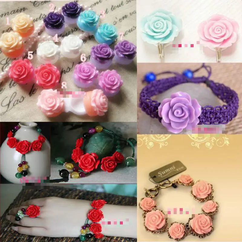 20 Цвета Смола розы головистой формы 6/8/10/13/15 мм Diy чехол для телефона Комплект разъемы серьги Цепочки и ожерелья ювелирных изделий Аксессуары