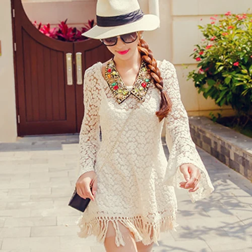 Горячие продажа 2016 Новые Моды для Женщин Платья Vintage Хиппи Boho Цыганский Фестивале