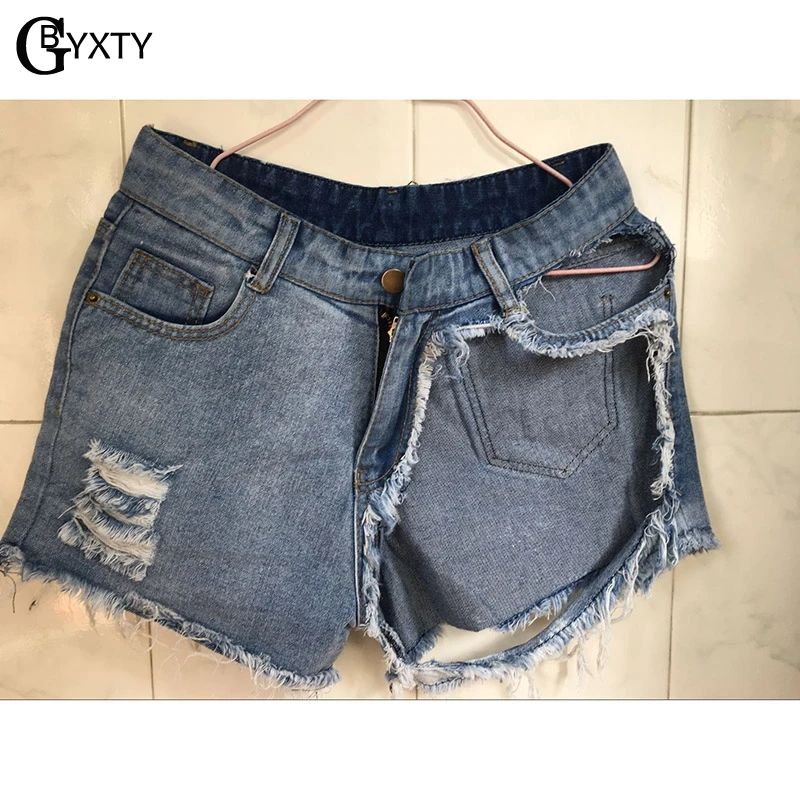 GBYXTY, короткие, женские, сексуальные, для ночного клуба, с дырками, джинсовые шорты, для женщин, летняя, уличная, рваные, с высокой талией, джинсовые шорты ZL135