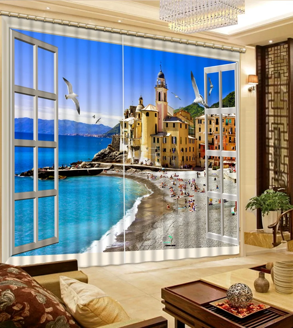 

Scenery Beauty Digital Photo Printing Blackout Beautiful Photo Fashion Customized 3D Curtains window curtain