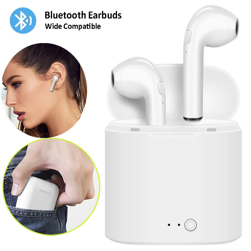 Беспроводные Bluetooth наушники i7s TWS стереонаушники вкладыши гарнитура с зарядным