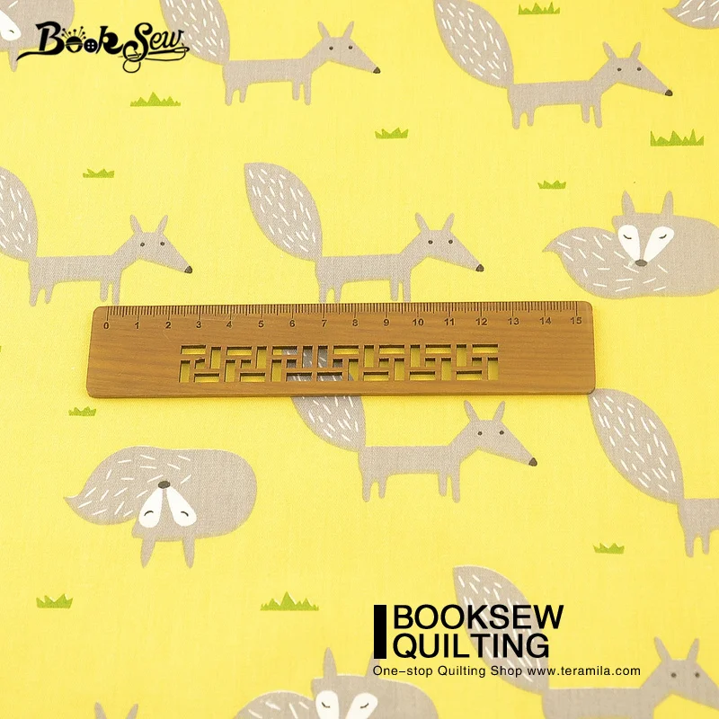 Хлопковая саржевая ткань Booksew Желтая Мягкая с мультяшным рисунком лисы лоскутное