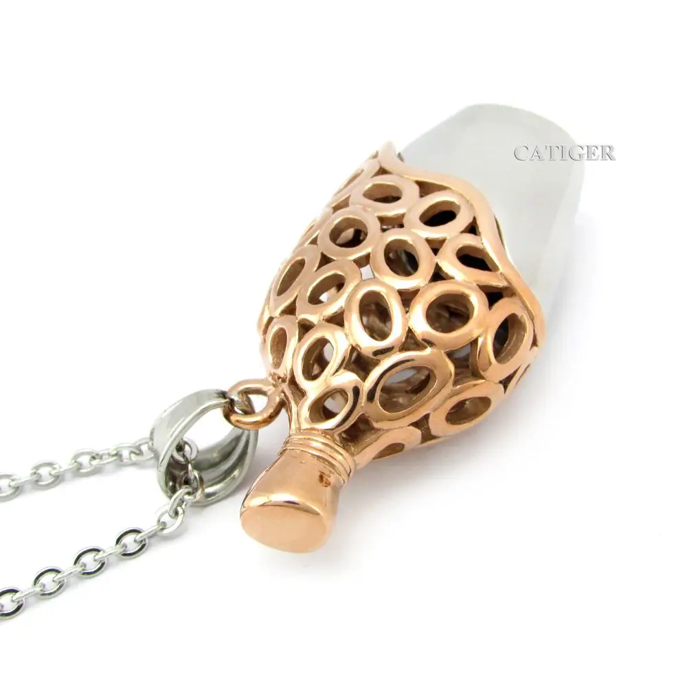 Подвеска в виде бутылки из нержавеющей стали с покрытием розового цвета