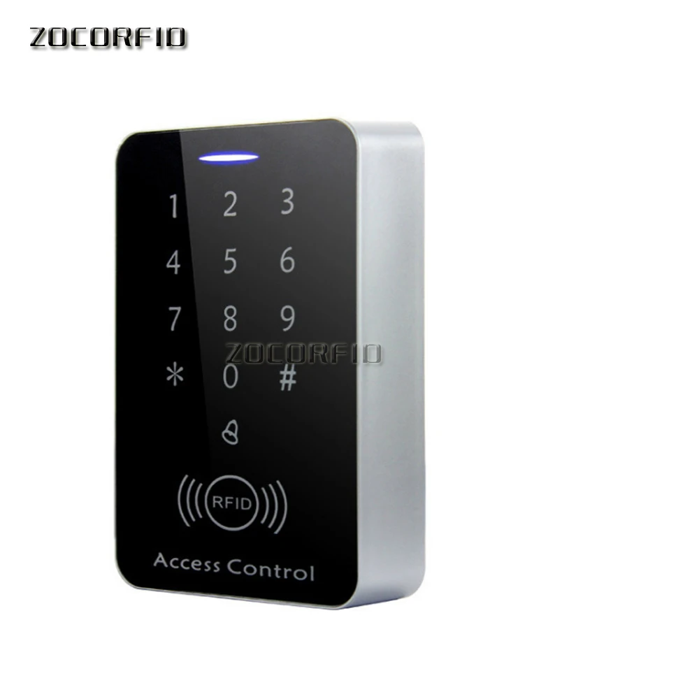 Touch keypad with 10pcs EM crystal keychains RFID Access Control Keypad digital panel Card Reader For Door Lock System 1pcs access control keypad door lock digital panel rfid card keyboard proximity card reader for door access control system