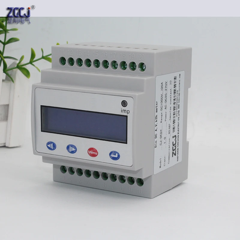 Зарядный ворс DC 0-1000V 100A Din Тип счетчик электроэнергии постоянного тока Солнечный фотоэлектрический DC A V кВт-ч Многофункциональный измеритель с RS485