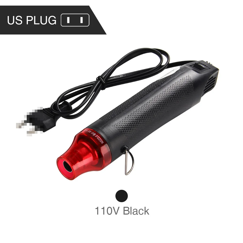 Black US Plug GT DIY с использованием промышленный фен 110/220 В мощность макс инструмент Портативный Цифровой Пистолет горячего воздуха мини с сиденьем термоусадочный пластик DIY инструмент - Цвет: Black US Plug