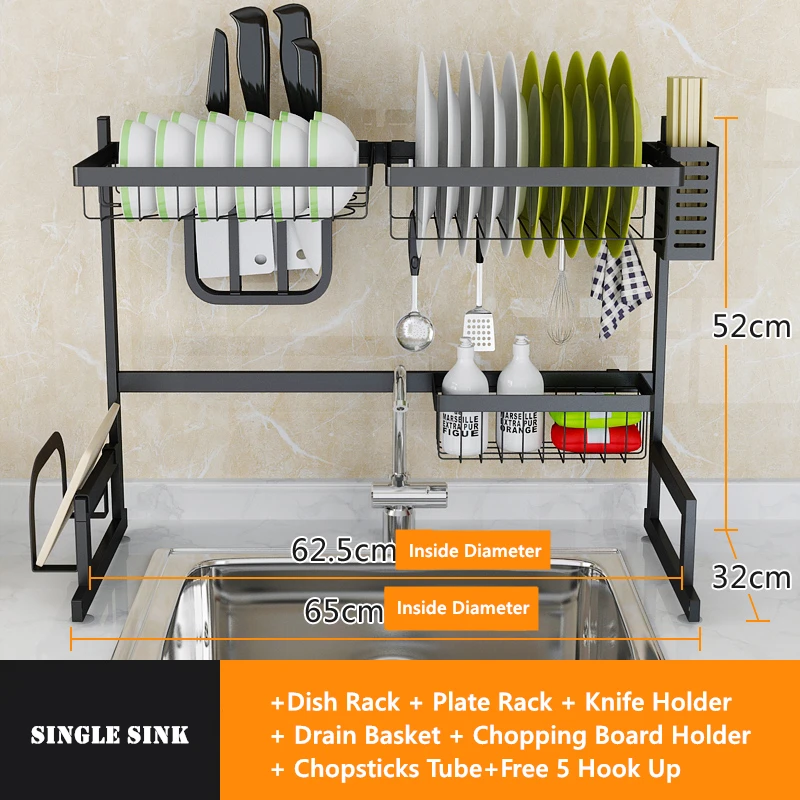 Single Sink Никогда не ржавеет раковина блюдо стеллаж кухонный слив посуда полка для хранения Органайзер нержавеющая сталь многоцелевой высококачественный материал - Цвет: Single Sink