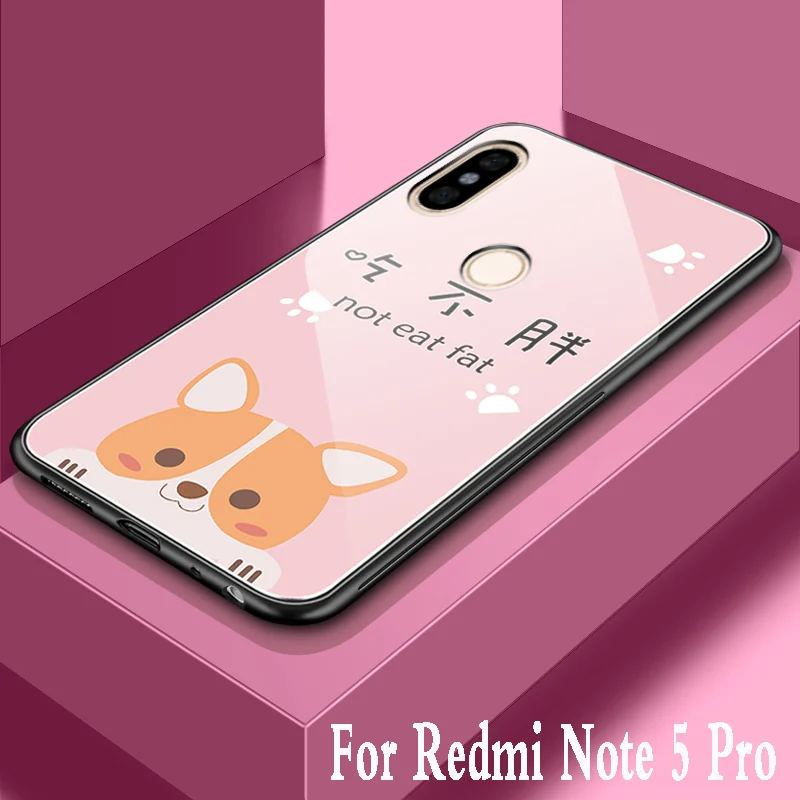 Для xiaomi redmi note 5 pro Чехол из закаленного стекла с мультипликационным принтом для