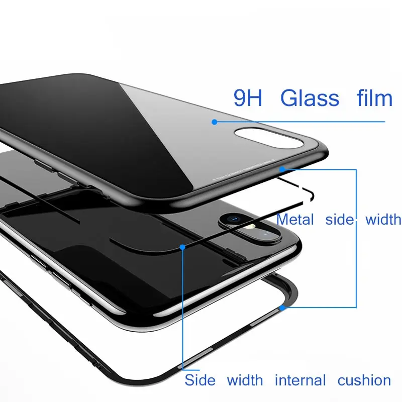 Suntaiho Магнитный адсорбционный чехол для iPhone 7 plus металлический бампер + 9H из