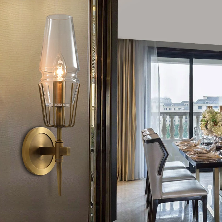 Промышленная настенная лампа в стиле постмодерн стеклянный светодиодный