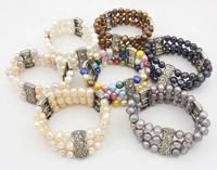8mm 9mm real pearl bracelet stone handmade stretch 7 5 beauty multi color