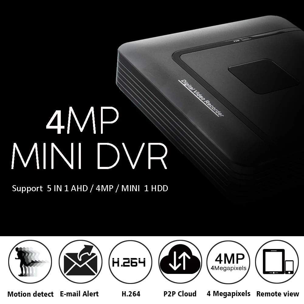 OUERTECH AHD CVI TVI IP CVBS 5 в 1 4CH CCTV Мини DVR 4MP поддержка 1 HDD ONVIF наблюдения цифровой видеорегистратор DVR