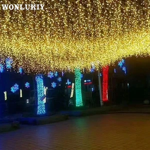 Рождественская уличная Декоративная гирлянда, 3,5 М, свисающая на 0,3-0,6 м светодиодная гирлянда-занавеска в виде сосулек, 220 В, для нового года, сада, Рождества, свадьбы, вечеринки
