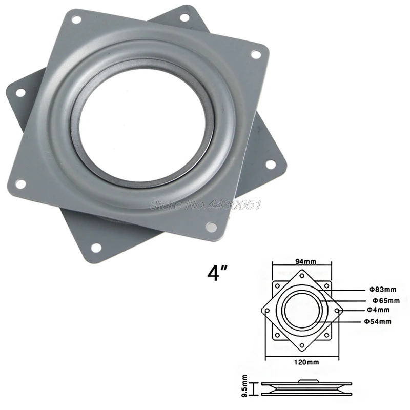 Square Bearing Swivel Plate Lazy Susan Turntable 3"/4"/6" TV Rack Desk Tool