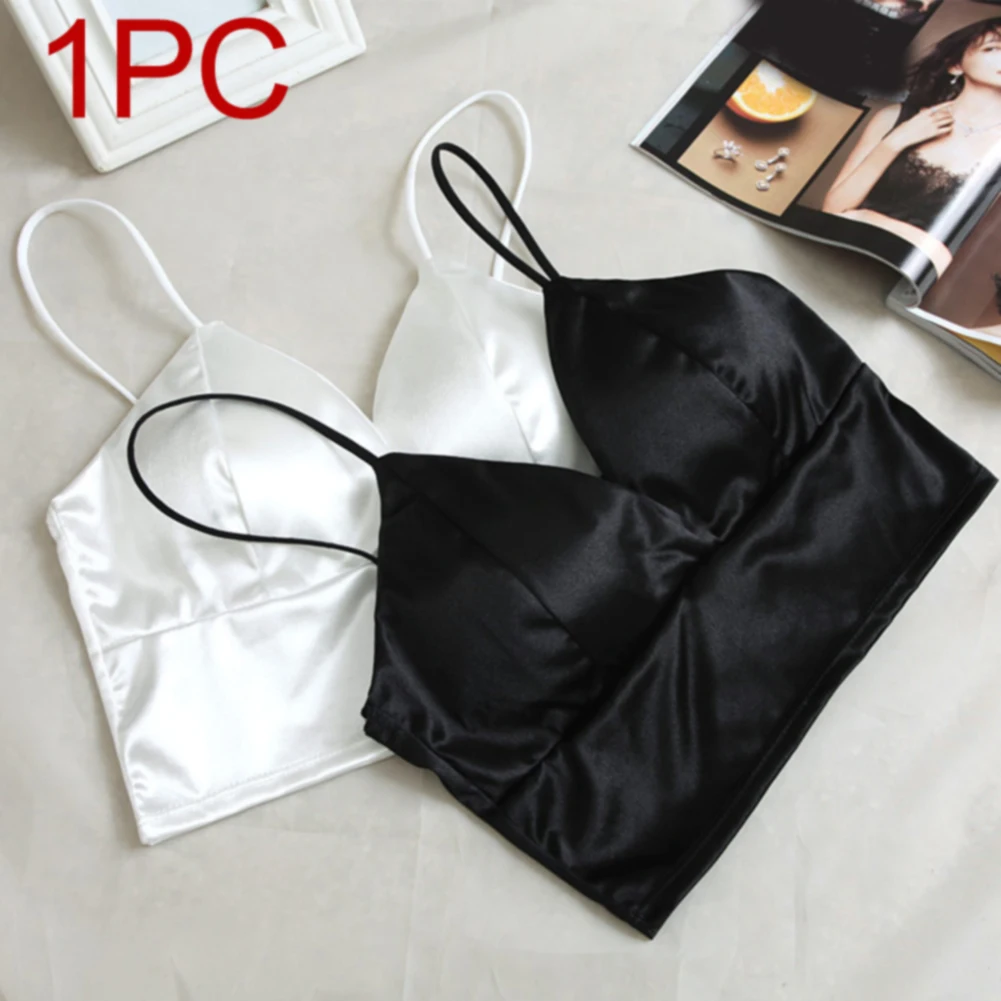 Студенческое нижнее белье без косточек модное короткое сатиновое мягкое