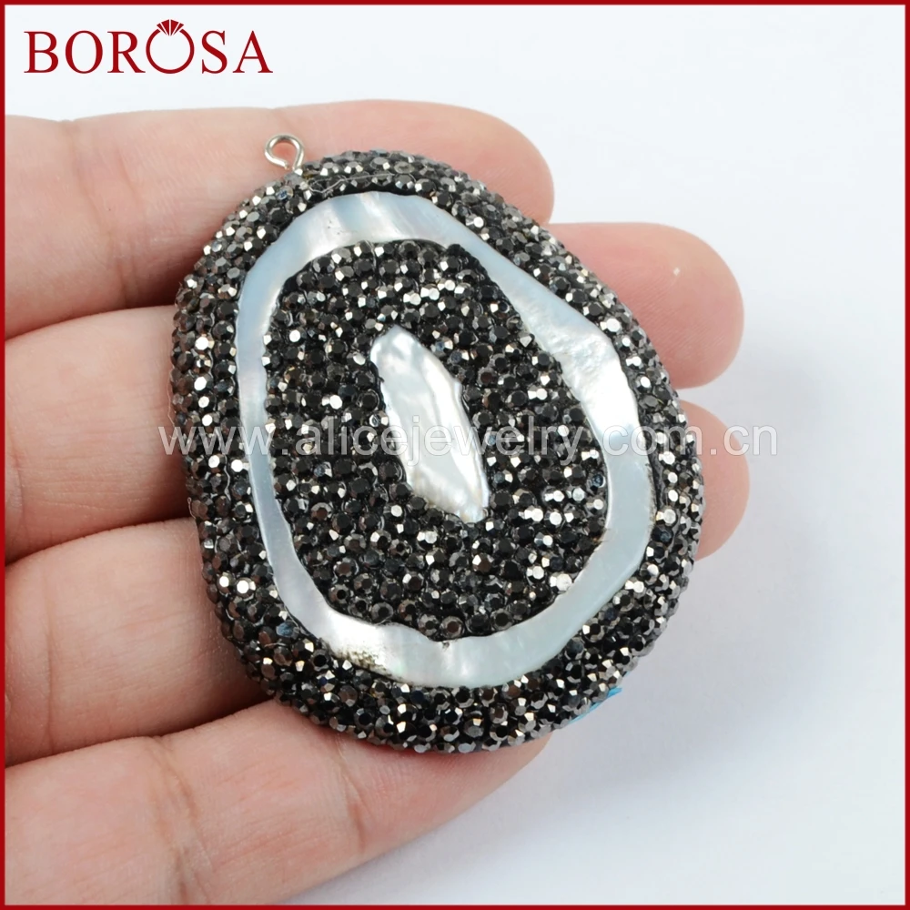 BOROSA 5 шт. Бесплатная форма натуральный жемчуг белый корпус стразы проложенный