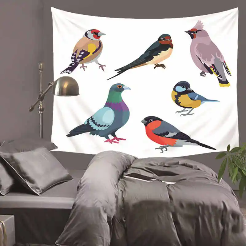 Гобелен с цветным принтом птиц настенный гобелен пляжное полотенце коврик