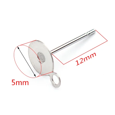 5x12mm silver Aiovlo, 50 шт./лот, Круглые, размер 4, 5, 6, 8, 10 мм, золото и серебро, нержавеющая сталь, античный серебряный тон, серьги-гвоздики для изготовления ювелирных изделий - Цвет: 5x12mm silver