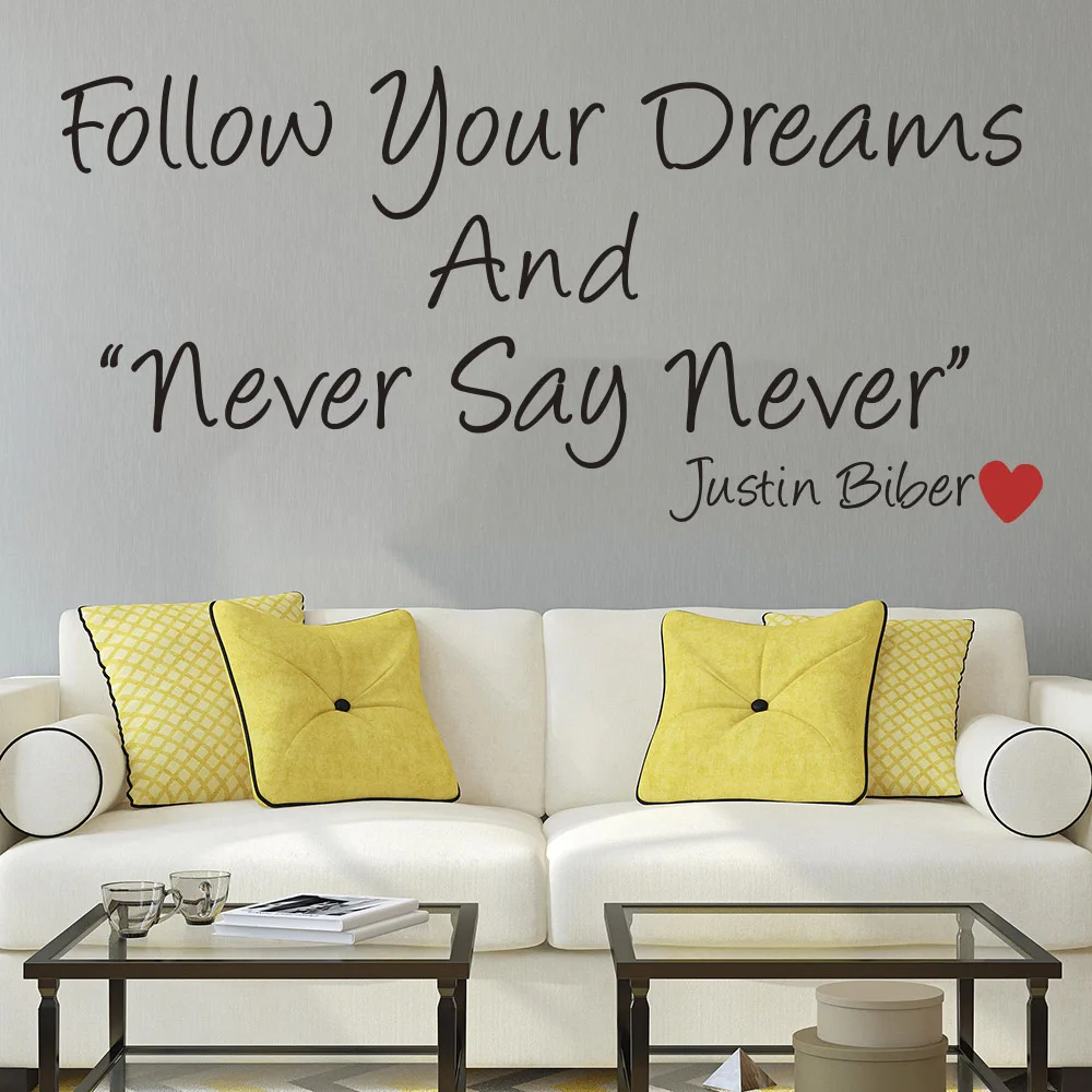 Наклейка Настенная с надписью Follow Your Dreams Never Say Quote|Наклейки на стену| |