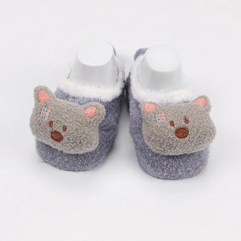 Purple bear BalleenShiny/новые детские носки кораллового цвета детские Нескользящие теплые мягкие носки для мальчиков и девочек с милыми мультяшными животными весна-зима - Цвет: Purple bear