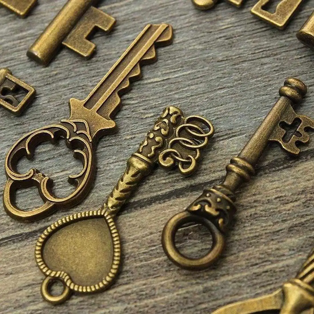 40 шт./компл. бронзовое украшение ключи в виде скелета старинный стиль ожерелье