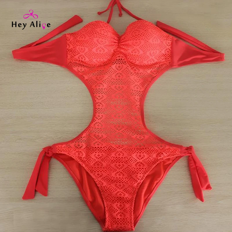 Винтажный купальник вязаный крючком цельный Сексапильный трикотажный новый