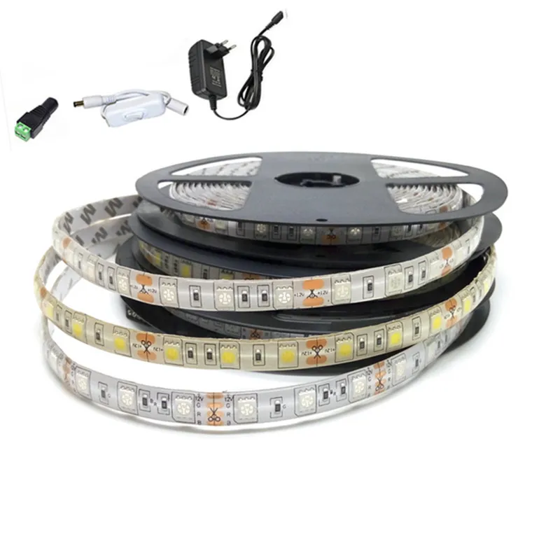 1 м 2 5 светодиодный 5050 60 Светодиодный/м DC12V гибкий светильник RGB Теплый Холодный