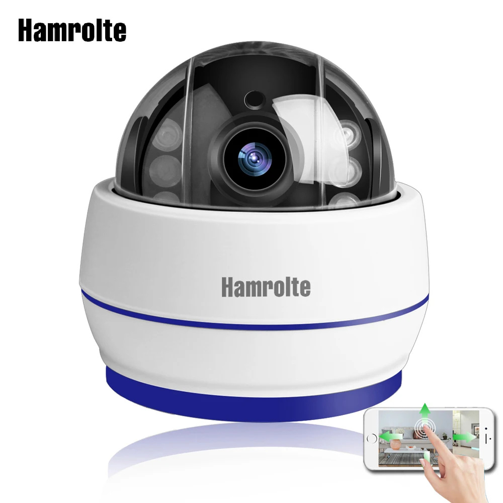 Скоростная купольная камера Hamrolte Wi Fi 1080P 5 кратный зум автофокус PTZ IP для помещений