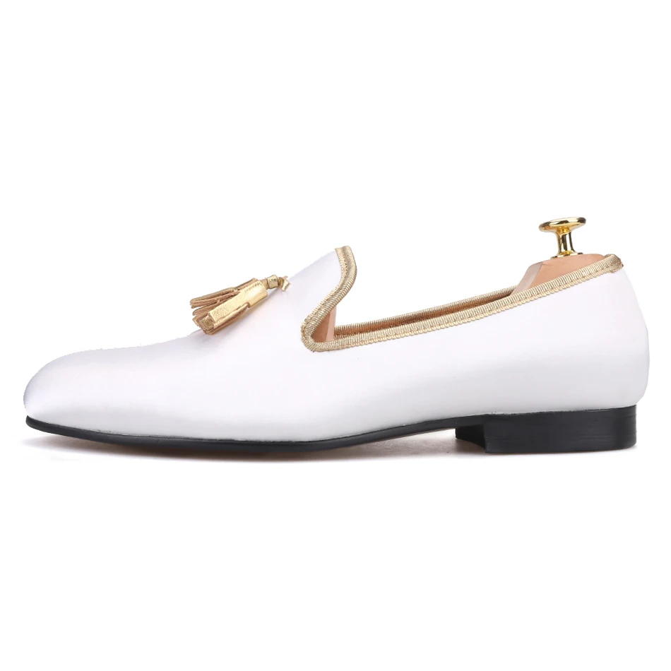 Туфли Piergitar мужские атласные кожаные лоферы ручной работы с бахромой для свадьбы