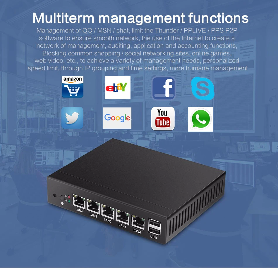 Безвентиляторный мини ПК четырехъядерный Celeron J1900 J1800 4* Gigabit Ethernet LAN маршрутизатор брандмауэр Мини компьютер Windows Ubuntu 4-RJ45 HTPC