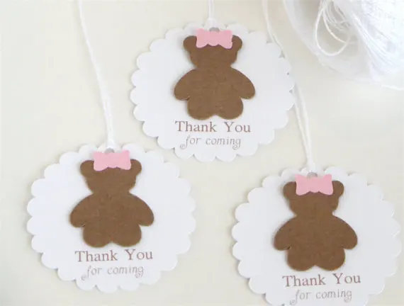 Пользовательские медведь спасибо, что пришли пользу Baby Shower подарок теги Добро пожаловать сувениры этикетки на крестины на день рождения бронирование карты