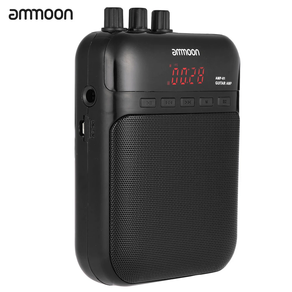 

Ammoon AMP -01 5 Вт гитарный усилитель, записывающий динамик, слот для TF-карты, компактный портативный многофункциональный