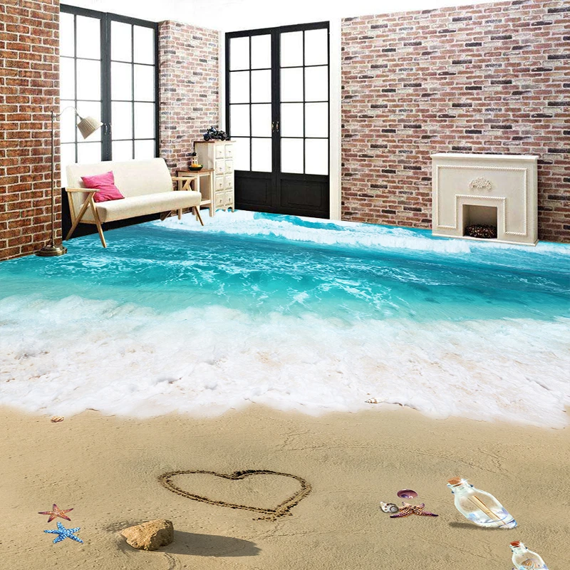 JiaSheMeiJu пользовательские 3D обои для пола Пляжный Пейзаж ванная комната пол