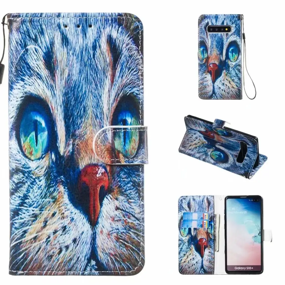 Чехол с откидной крышкой для Samsung Galaxy S10 Plus S10e S8 S9 A70 A50 A30 A20 M30 M20 животный чехол из